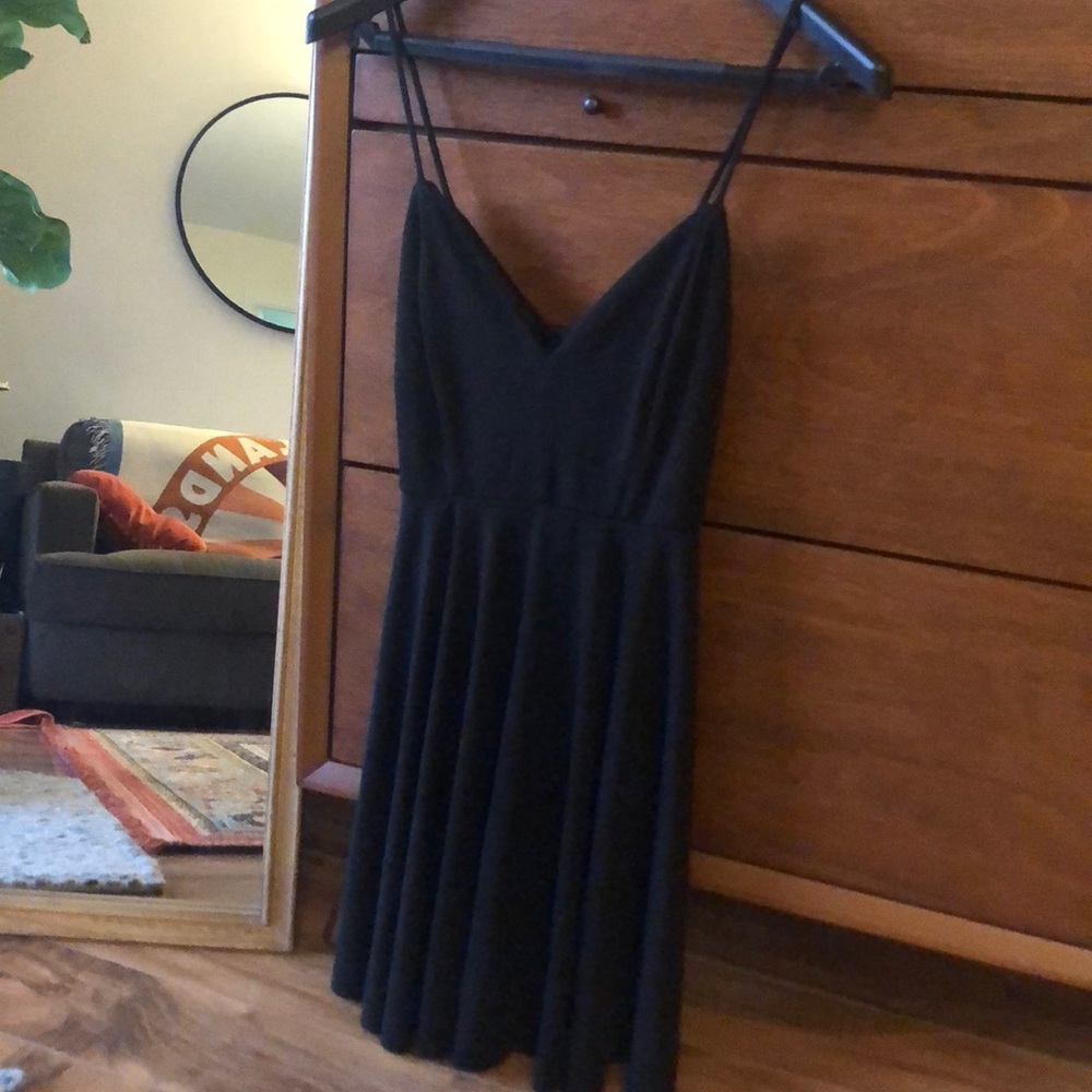 Black backless mini dress